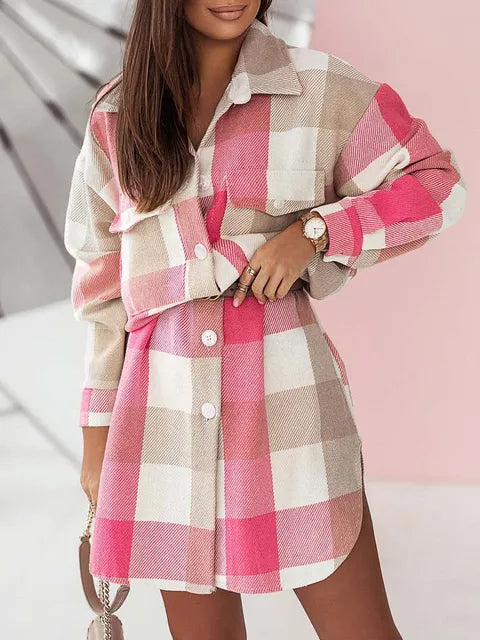 Long Plaid Jackets Coat Women Winter Thick Long Coats Jacket