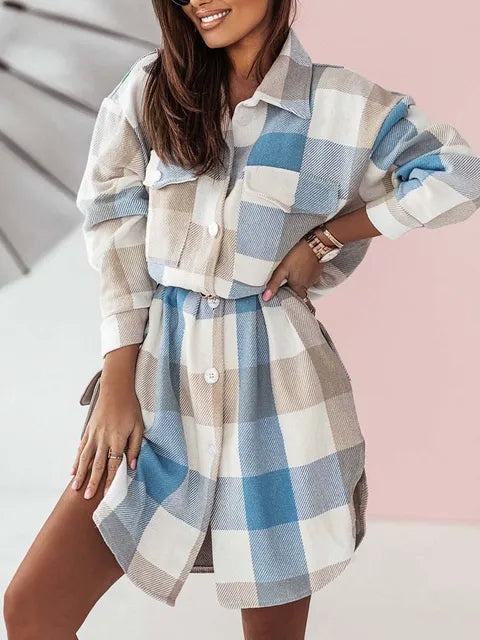 Long Plaid Jackets Coat Women Winter Thick Long Coats Jacket