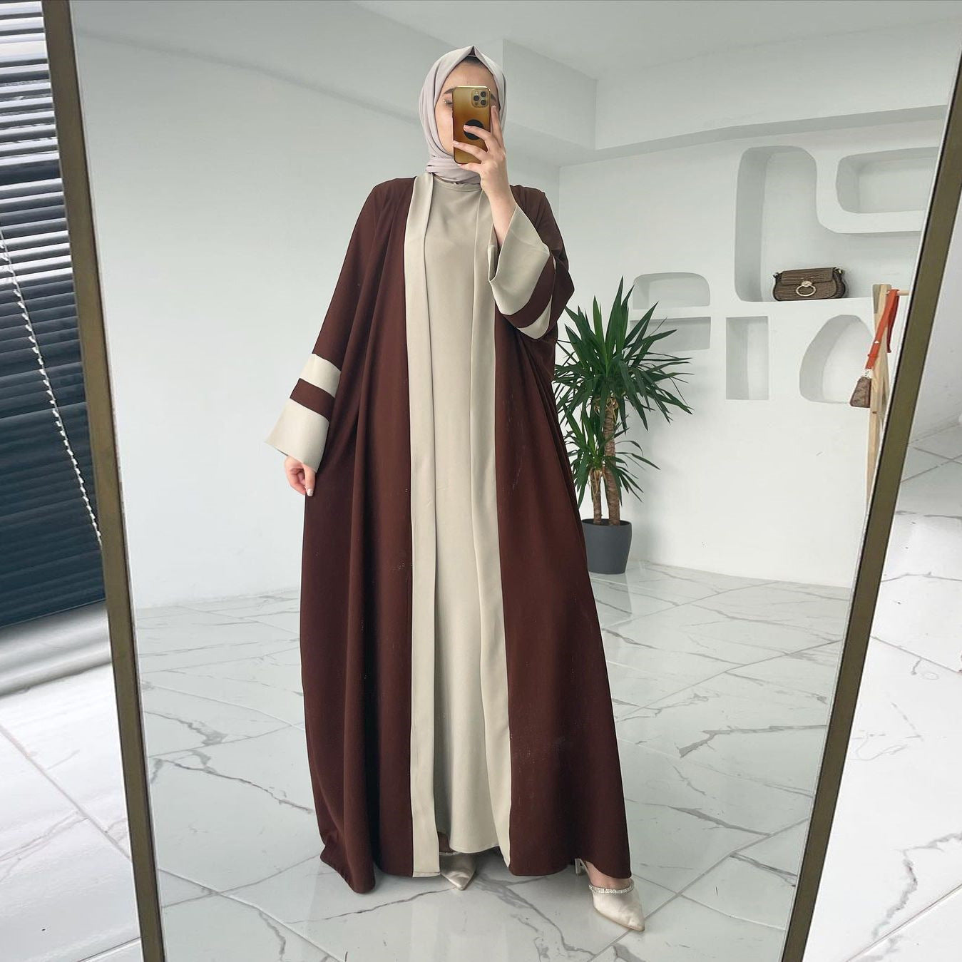 Women's Muslim Long Dress Abaya Two-piece Suit